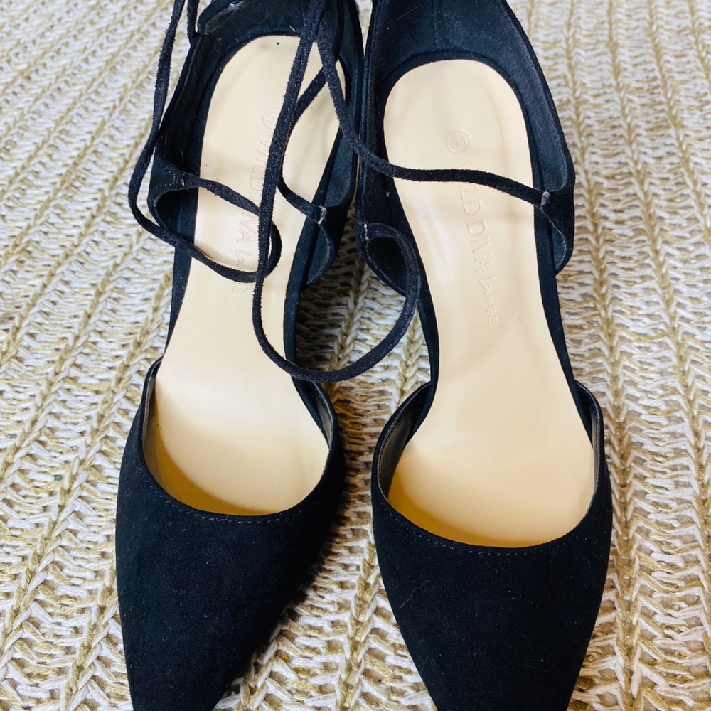 Brand New Pointed Toe Heels- Black Suede 5.5 - Picture 2 of 3